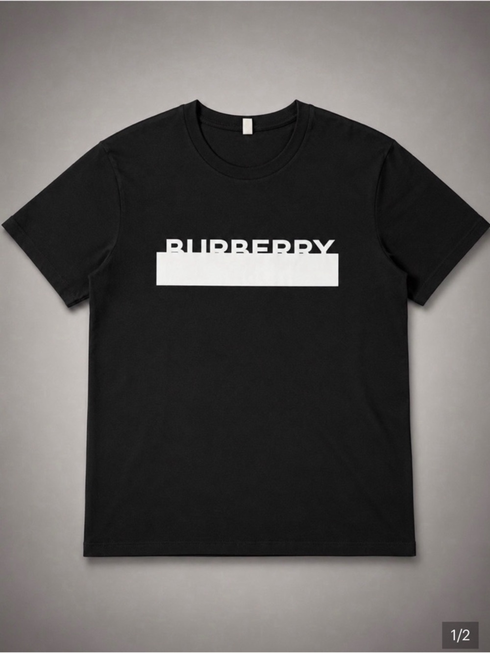 Burberry Black T-Shirt with White Logo Bar